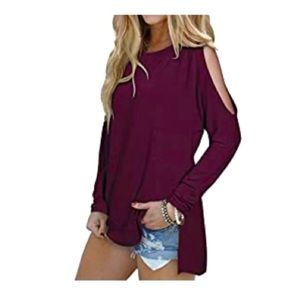 Women’s Cut Out Cold Shoulder Long Sleeve Tunic Sz S